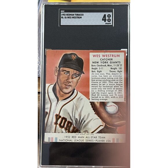 Vintage 1952 Redman Tobacco Wes Westrum SGC 4 - Picture 1 of 2